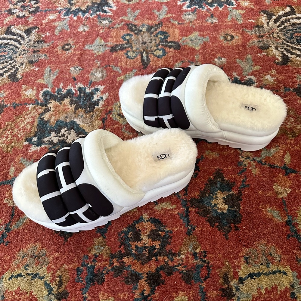 UGG mules, size 8.  Black and white